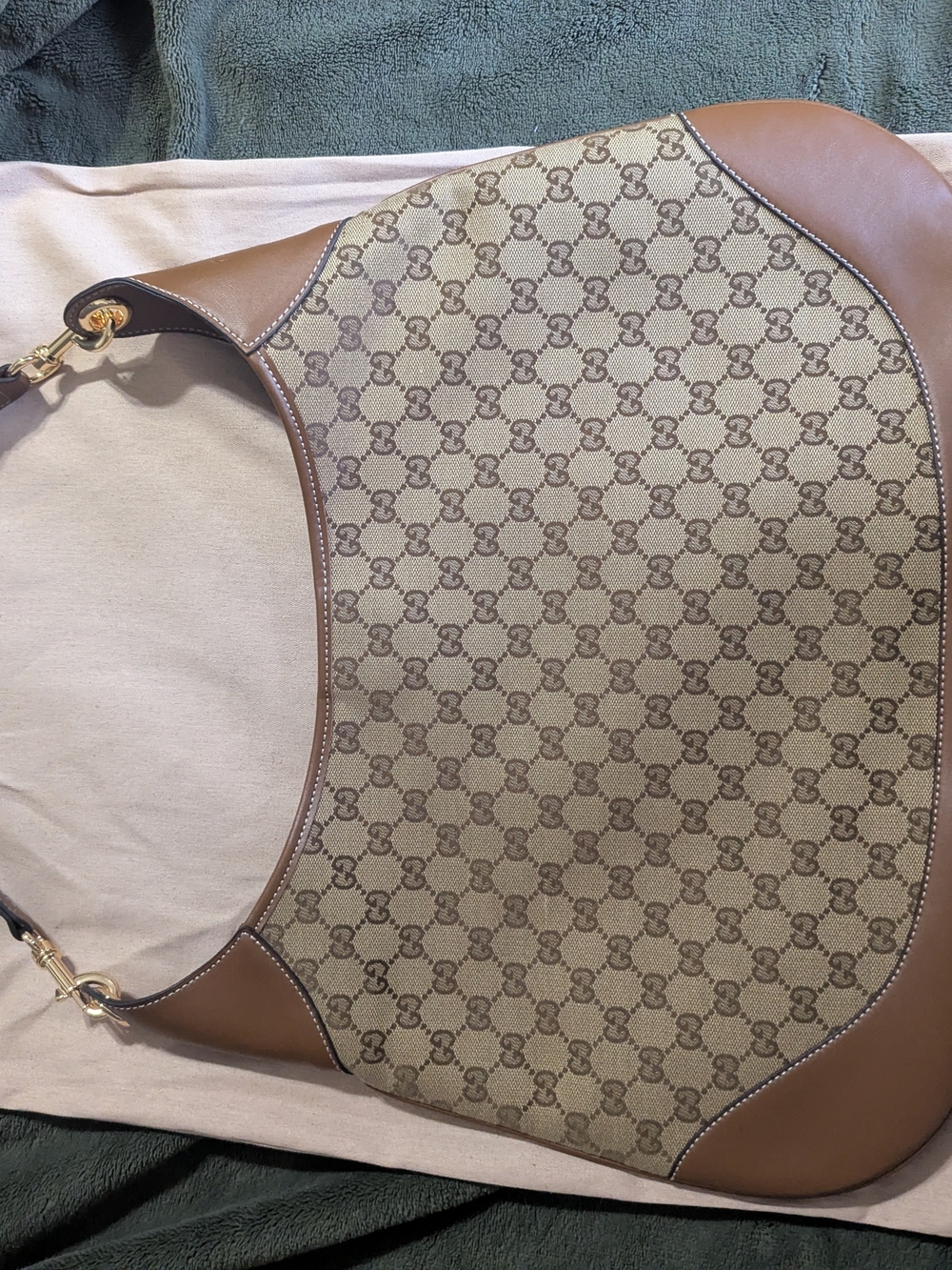 Brown GG Canvas Shoulder Bag with Leather Trim - Picture 2 of 5